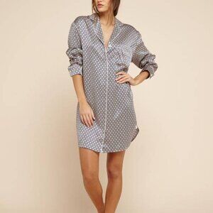 Olivia von Halle Poppy Zahra Printed Long-Sleeve Silk Sleepshirt